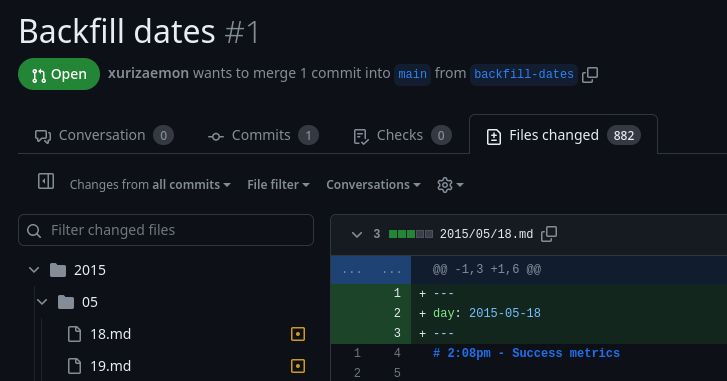Screenshot of the PR in Github